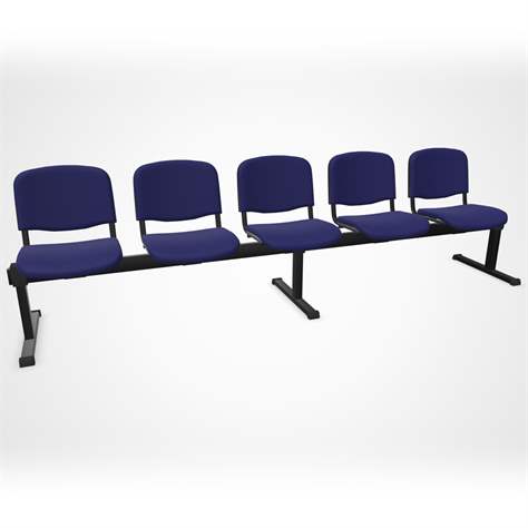 Sitzbank ISO 5 Sitze, Länge 2910 mm, Sitz gepolstert, Farbe blau, Gestell schwarz - Nowy Styl Group