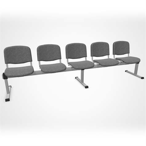 Sitzbank ISO 5 Sitze, Länge 2910 mm, Sitz gepolstert, Farbe grau, Gestell Aluminium-Farbe - Nowy Styl Group