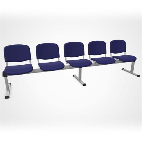 Lavice ISO päťsedák, dľžka 2910 mm, sedák čalúnený modrý, podnožie farba hliníková - Nowy Styl Group