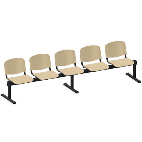 Sitzbank ISO 5 Sitze, Länge 2910 mm, Sperrholzsitz, Farbe Buche, Gestell schwarz - Nowy Styl Group