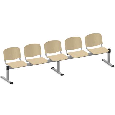 Sitzbank ISO 5 Sitze, Länge 2910 mm, Sperrholzsitz, Farbe Buche, Gestell Aluminium-Farbe - Nowy Styl Group