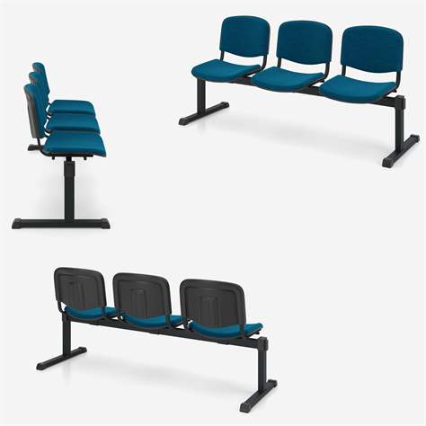 Sitzbank ISO 2 Sitze mit Ablagestisch, Länge 1780 mm, Sitz gepolstert, Farbe rot, Gestell schwarz - Nowy Styl Group - Bild6