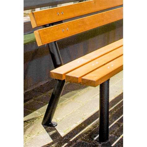 Parkbank  Gent, Stahlrohrkonstruktion mit Massivholzleisten Farbton Teak, Länge 1,7 m - Bild6