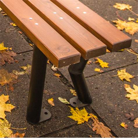 Bancă parc Gent fără spătar, structură din țeavă de oțel cu scânduri din lemn masiv în nuanță de trandafir, lungime 1,7 m - imagine5