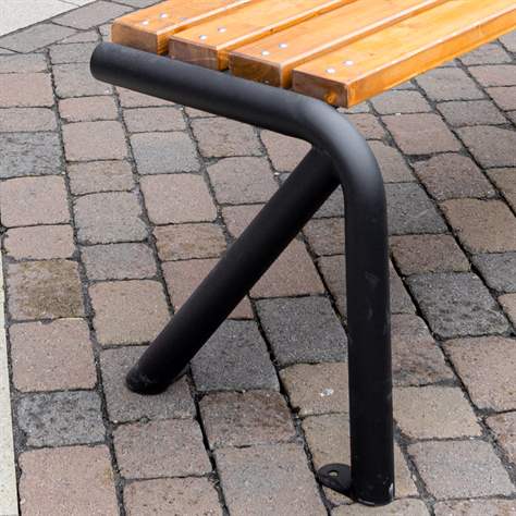 Parkbank Lyon, ohne Rückenlehne, Stahlrohrkonstruktion mit Massivholzleisten Farbton Mahagoni, Länge 1,83 m - Bild6