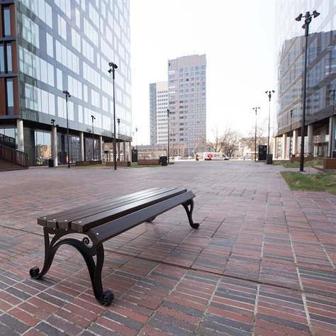 Parkbank Milano ohne Rückenlehne, Gussgestell mit Massivholzleisten Farbton Palisander, Länge 1,7 m - Bild4