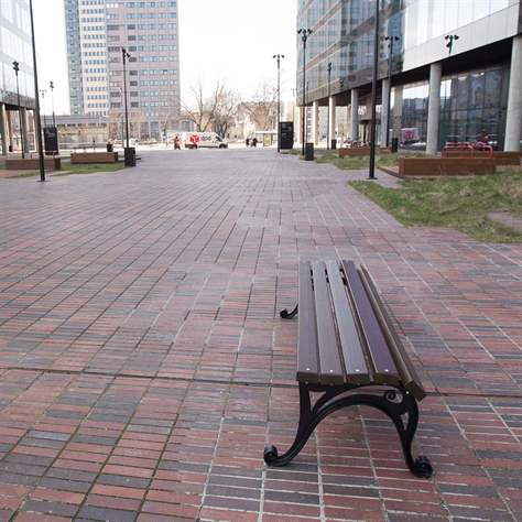 Parkbank Milano ohne Rückenlehne, Gussgestell mit Massivholzleisten Farbton Palisander, Länge 1,7 m - Bild5