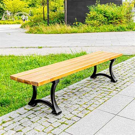 Parkbank Berlin ohne Rückenlehne, Gussgestell mit Massivholzleisten Farbton Mahagoni, Länge 1,7 m - Bild2