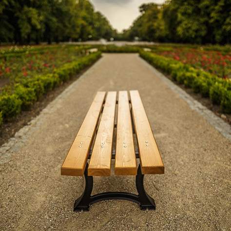 Parkbank Berlin ohne Rückenlehne, Gussgestell mit Massivholzleisten Farbton Mahagoni, Länge 1,7 m - Bild4
