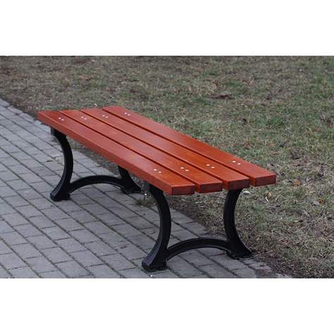 Parkbank Berlin ohne Rückenlehne, Gussgestell mit Massivholzleisten Farbton Mahagoni, Länge 1,7 m - Bild8
