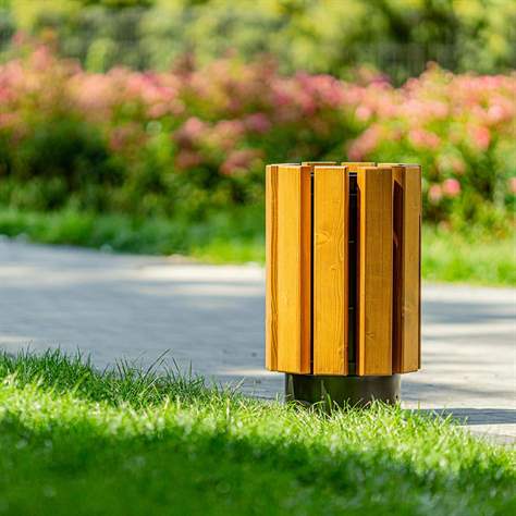 Abfallsammler Aten, Stahlgestell mit Massivholzleisten Farbton Mahagoni, Volumen 30 L - Bild2