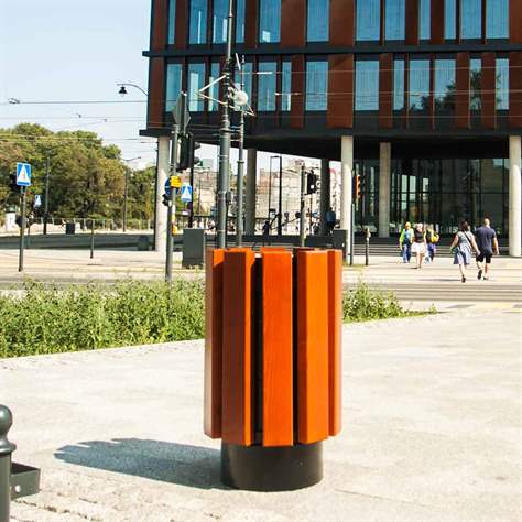 Abfallsammler Aten, Stahlgestell mit Massivholzleisten Farbton Mahagoni, Volumen 30 L - Bild4