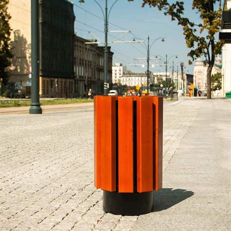 Abfallsammler Aten, Stahlgestell mit Massivholzleisten Farbton Mahagoni, Volumen 30 L - Bild5