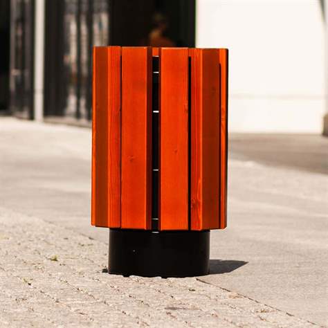 Abfallsammler Aten, Stahlgestell mit Massivholzleisten Farbton Mahagoni, Volumen 30 L