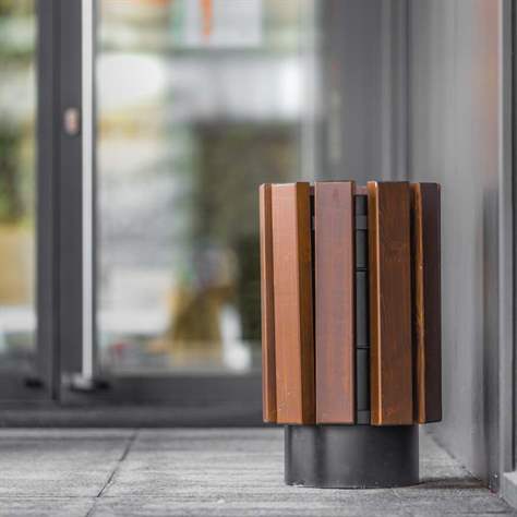 Abfallsammler Aten, Stahlgestell mit Massivholzleisten Farbton Palisander, Volumen 30 L - Bild7