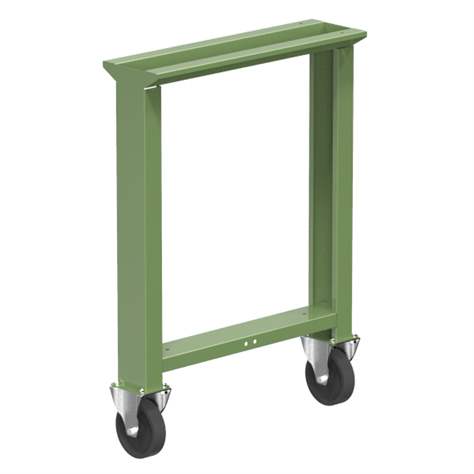 Werkbankfuß mit 2 Festräder 125 mm, Höhe 840 mm, grün RAL6011 - Polak CZ, s.r.o.