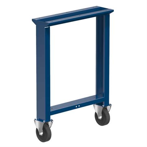 Noha dílenského stolu s 2 pevnými koly 125 mm, výška 840 mm, barva tmavě modrá RAL5010 - Polak CZ, s.r.o.