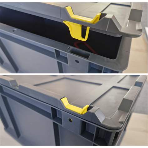 Euro přepravka CYCLE se sklopným víkem, 400x300x120 mm, barva antracit-žlutá - obrázek4