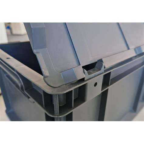 Euro přepravka CYCLE se sklopným víkem, 400x300x120 mm, barva antracit-žlutá - obrázek5