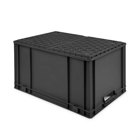 Euro přepravka CYCLE se sklopným víkem, 600x400x320 mm, barva antracit-zelená - obrázek5