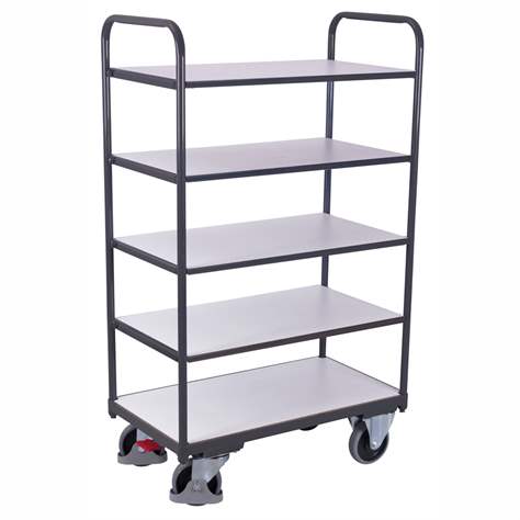 ESD - Etagenwagen VARIOfit, 5 Etagen, 850 x 500 mm, Höhe 1524 mm, Tragfähigkeit 250 kg - Cordes