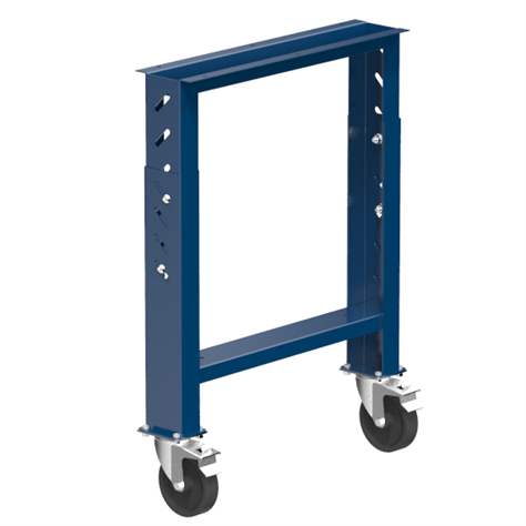 Werkbankfuß mit 2 Lenkräder 125 mm mit Feststeller, Höhe verstalbar 660-1025 mm, dunkelblau RAL5010 - Polak CZ, s.r.o.