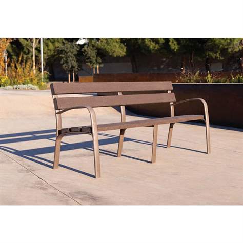 Parkbank ECOCITY, wartungsfrei, mit Kunststoffleisten, Farbe braun, Länge 1,8 m - Bild2