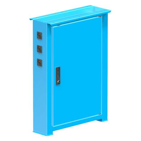 Elektro-Werkbankfuß, 3 Steckdosen 230V, Höhe 840 mm, Tiefe 703 mm, blau RAL5012 - Polak CZ, s.r.o.