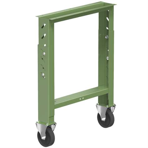 Werkbankfuß mit 2 Festräder 125 mm, Höhe verstalbar 660-1025 mm, grün RAL6011 - Polak CZ, s.r.o.