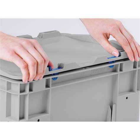 Ladă din plastic CYCLE cu capac cu prindere rapidă, 600x400x170 mm, antracit-verde - imagine4