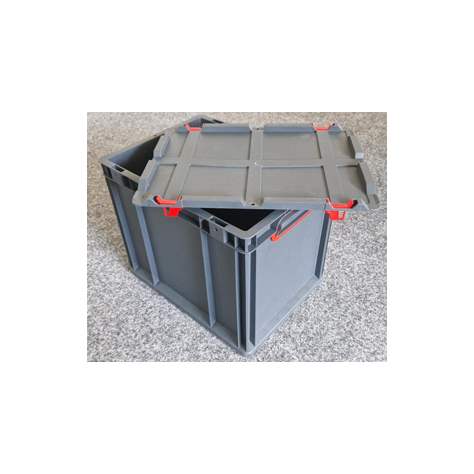 Ladă din plastic CYCLE cu capac cu prindere rapidă, 600x400x170 mm, antracit-verde - imagine5