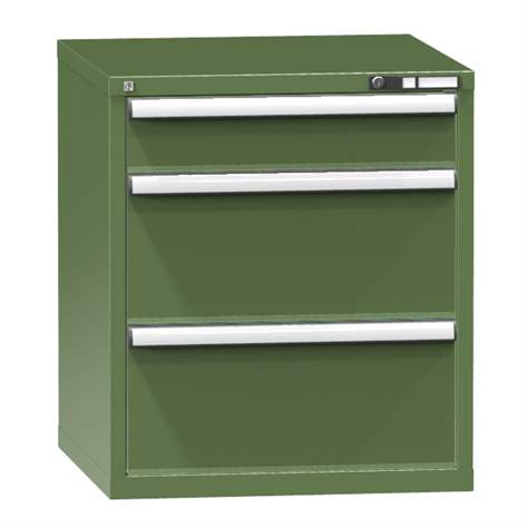 Dílenská skříňka KOMBI, v x š x h: 840 x 731 x 780 mm, 3 x zásuvka, barva zelená RAL6011 - Polak CZ, s.r.o.