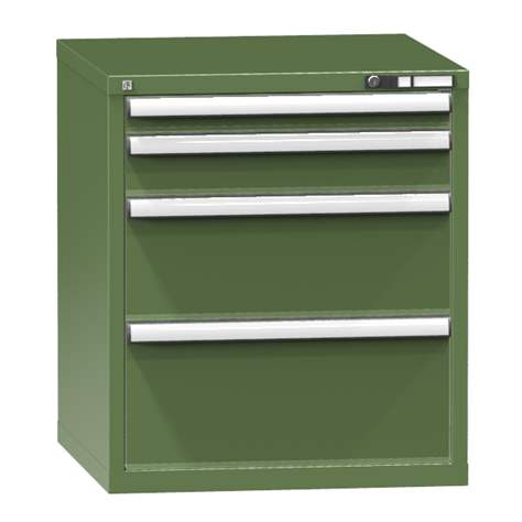 Dílenská skříňka KOMBI, v x š x h: 840 x 731 x 780 mm, 4 x zásuvka, barva zelená RAL6011 - Polak CZ, s.r.o.