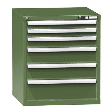 Werk-Schubladenschrank KOMBI, HxBxT: 840 x 731 x 780 mm, 6 x Schubladen, grün RAL6011 - Polak CZ, s.r.o.