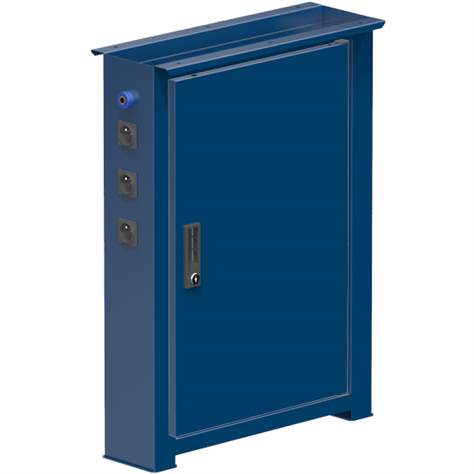 Podnož elektropneumatická, 3 x zásuvka 230V, pneu vývod,  v. 840 mm, hl. 703 mm, barva tmavě modrá RAL5010 - Polak CZ, s.r.o.