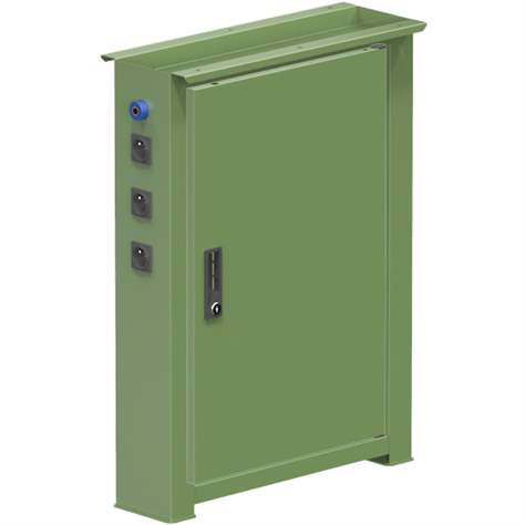 Podnož elektropneumatická, 3 x zásuvka 230V, pneu vývod,  v. 840 mm, hl. 703 mm, barva zelená RAL6011 - Polak CZ, s.r.o.