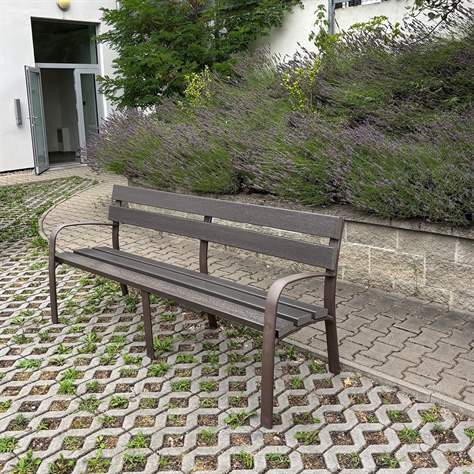 Parkbank ECOCITY, wartungsfrei, mit Kunststoffleisten, Farbe braun, Länge 1,8 m - Bild5