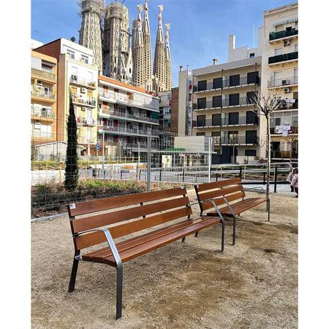 Parkbank CITY, wartungsfrei, mit Kunststoffleisten, Farbe Mahagon, Länge 1,8 m - Bild2