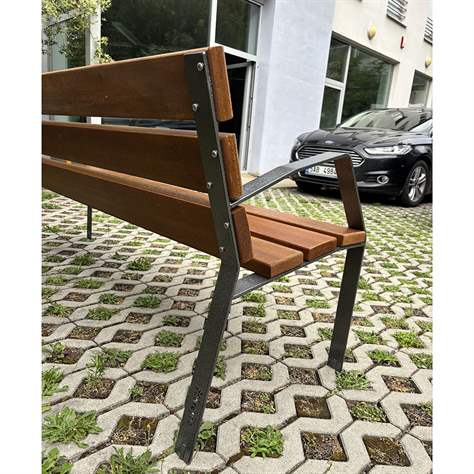 Parkbank CITY, wartungsfrei, mit Kunststoffleisten, Farbe Mahagon, Länge 1,8 m - Bild5