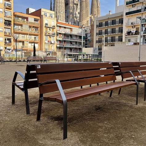 Parkbank CITY, wartungsfrei, mit Kunststoffleisten, Farbe Mahagon, Länge 1,8 m - Bild6