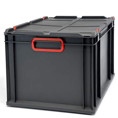 Eurobox CYCLE mit Auflagedeckel, 600x400x320 mm,  Farbe anthrazit-rot