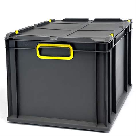 Eurobox CYCLE mit Auflagedeckel, 600x400x320 mm,  Farbe anthrazit-gelb