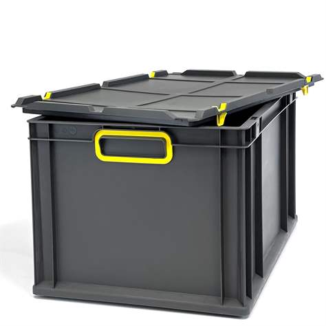 Eurobox CYCLE mit Auflagedeckel, 600x400x320 mm,  Farbe anthrazit-gelb - Bild6