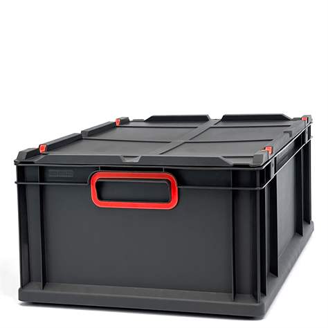 Eurobox CYCLE mit Auflagedeckel, 600x400x220 mm,  Farbe anthrazit-rot