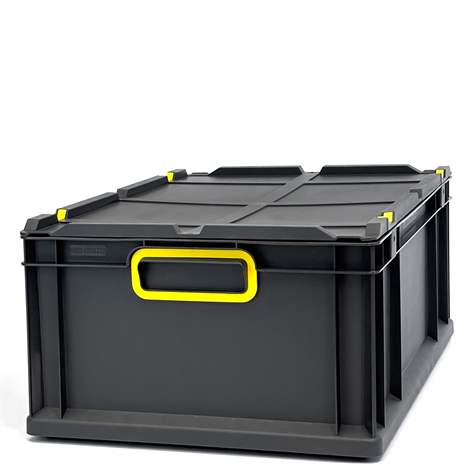 Eurobox CYCLE mit Auflagedeckel, 600x400x220 mm,  Farbe anthrazit-gelb