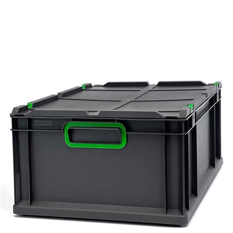 Eurobox CYCLE mit Auflagedeckel, 600x400x220 mm,  Farbe anthrazit-grünn