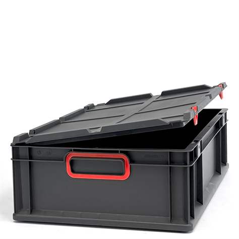 Eurobox CYCLE mit Klappdeckel, 600x400x170 mm,  Farbe anthrazit-rot