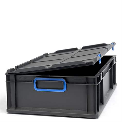 Eurobox CYCLE mit Klappdeckel, 600x400x170 mm,  Farbe anthrazit-blau