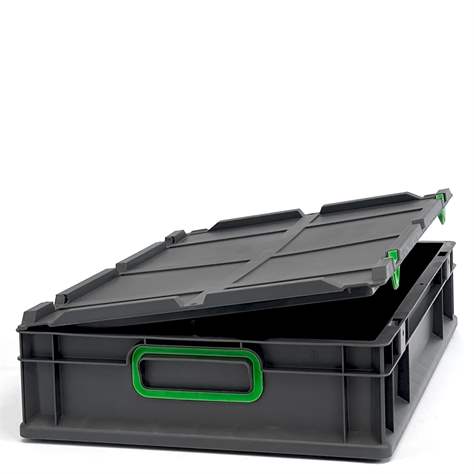 Eurobox CYCLE mit Klappdeckel, 600x400x120 mm,  Farbe anthrazit-grünn