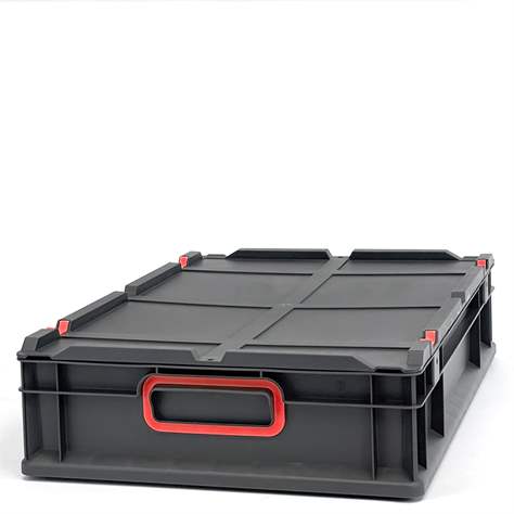 Eurobox CYCLE mit Auflagedeckel, 600x400x120 mm,  Farbe anthrazit-rot